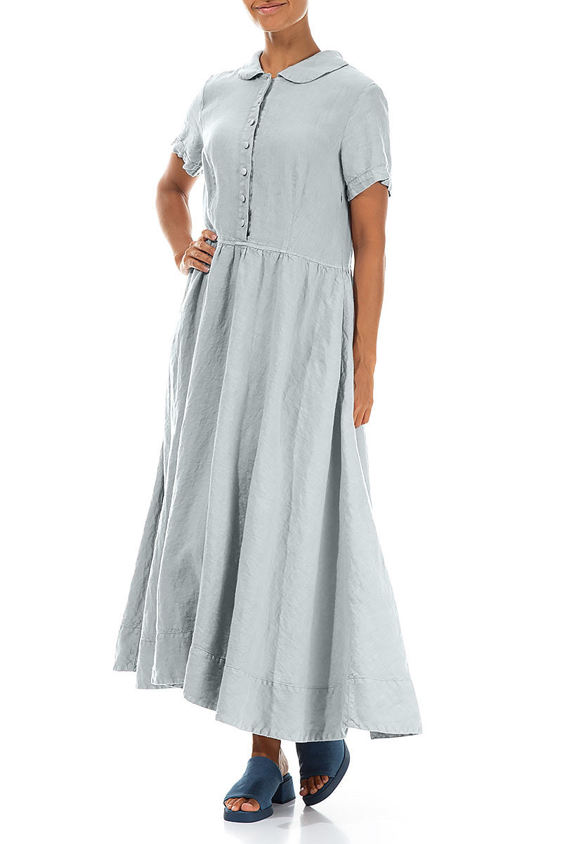 Peter Pan Collar Silver Grey Linen Dress 3