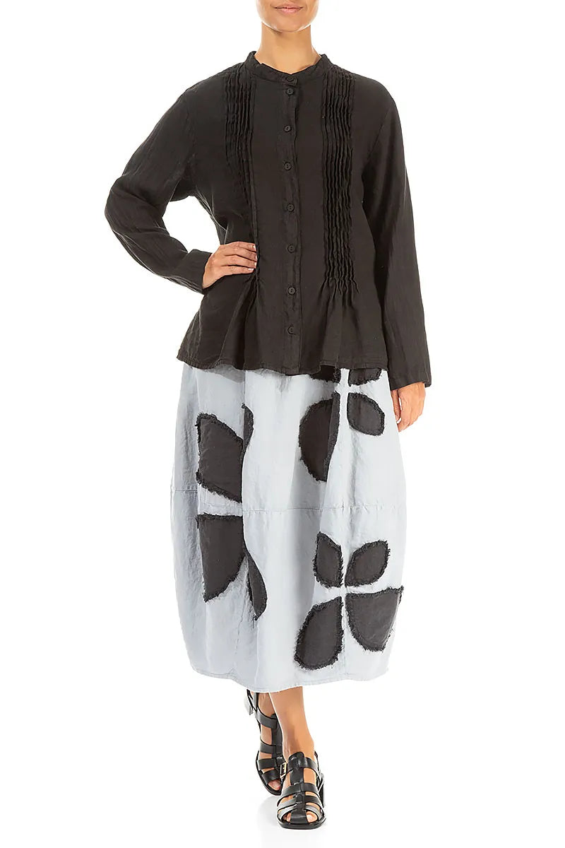 Pin-Tucked Black Linen Shirt 4