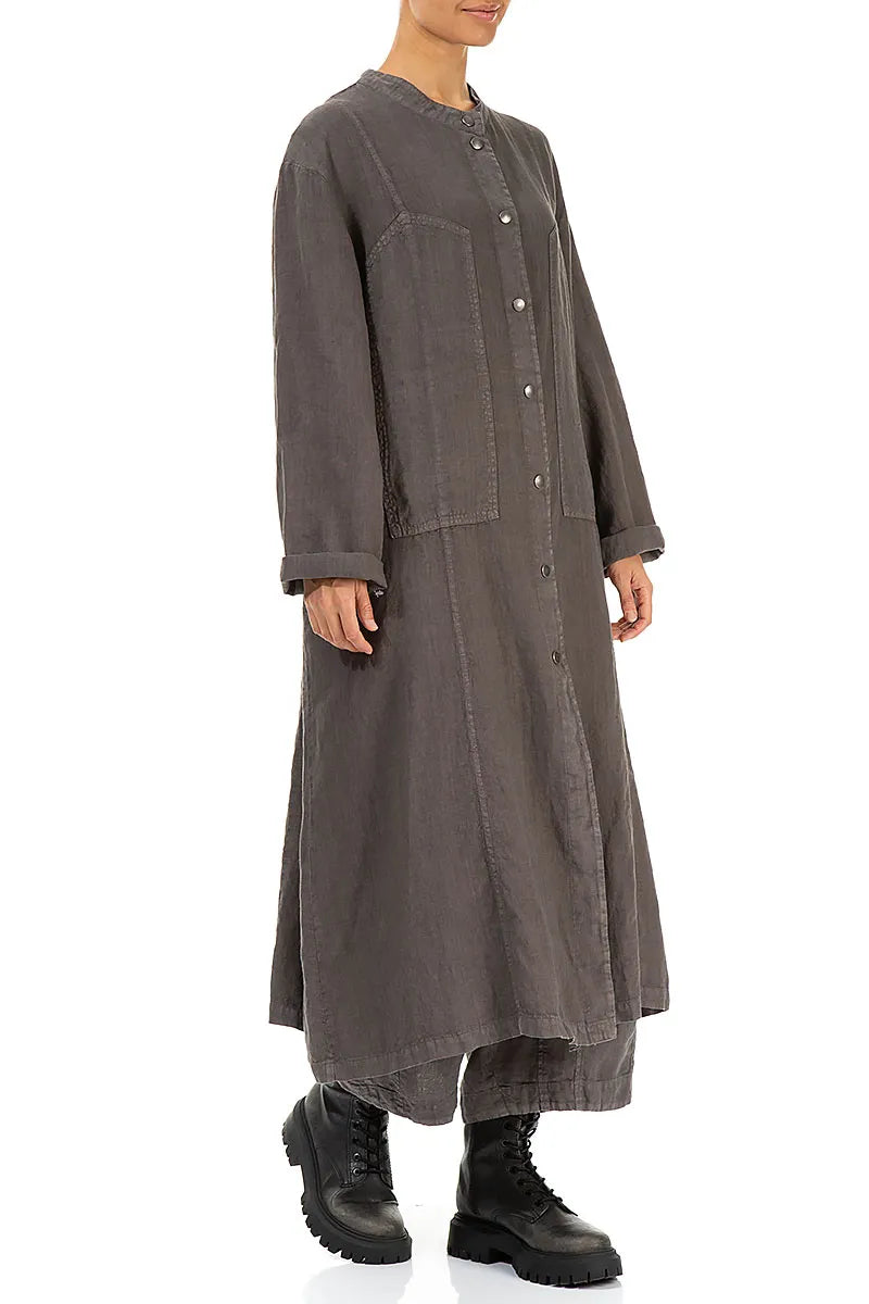 Off-Dye-Leinenjacke mit Pin-Dekor in Trüffel