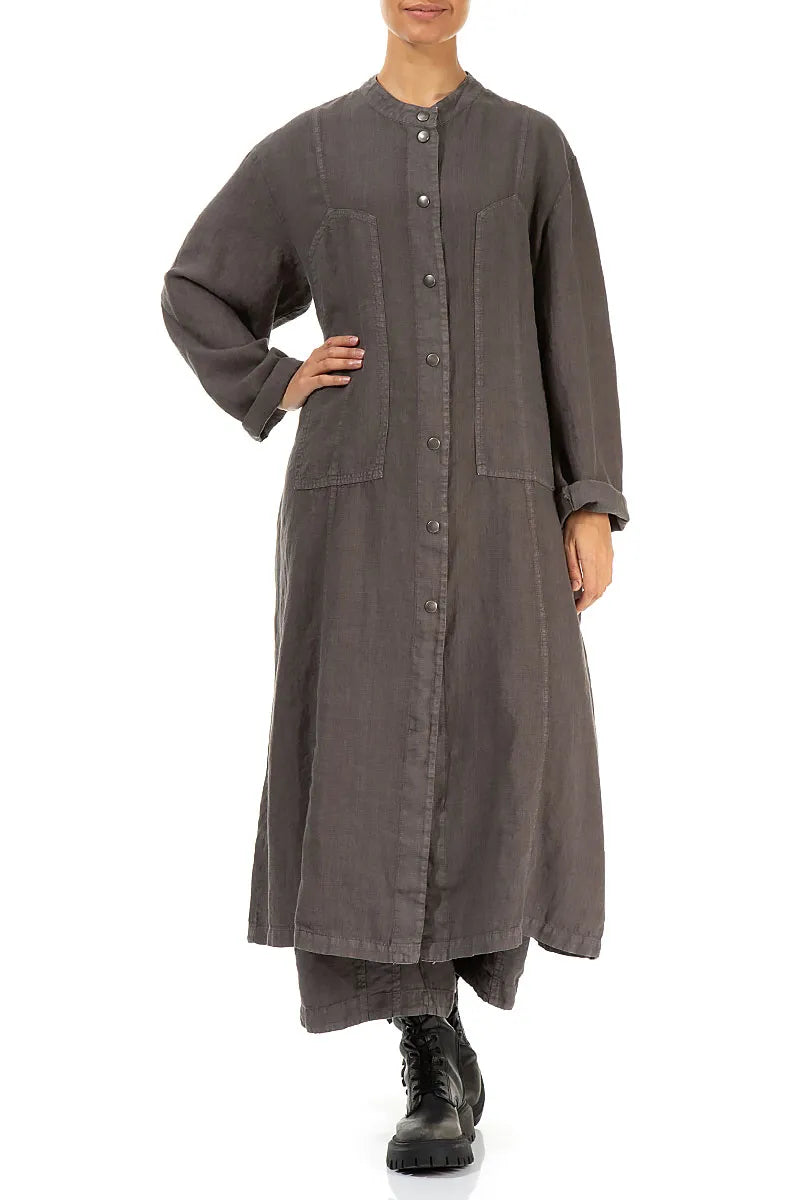 Off-Dye-Leinenjacke mit Pin-Dekor in Trüffel