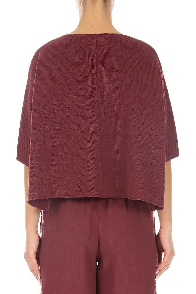 Pintuck Front Antique Ruby Linen Cardigan 2