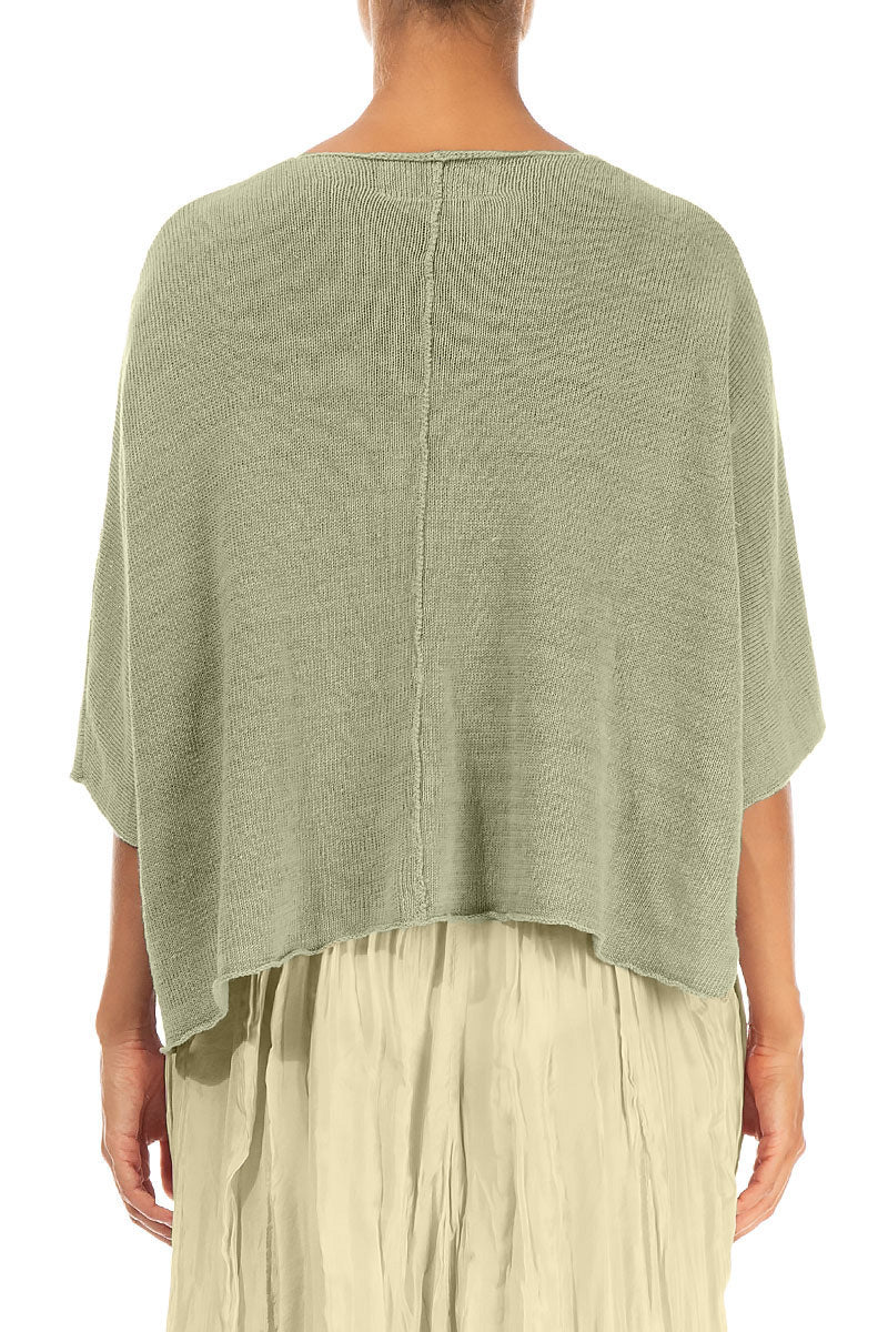 Pintuck Front Laurel Green Linen Cardigan 2