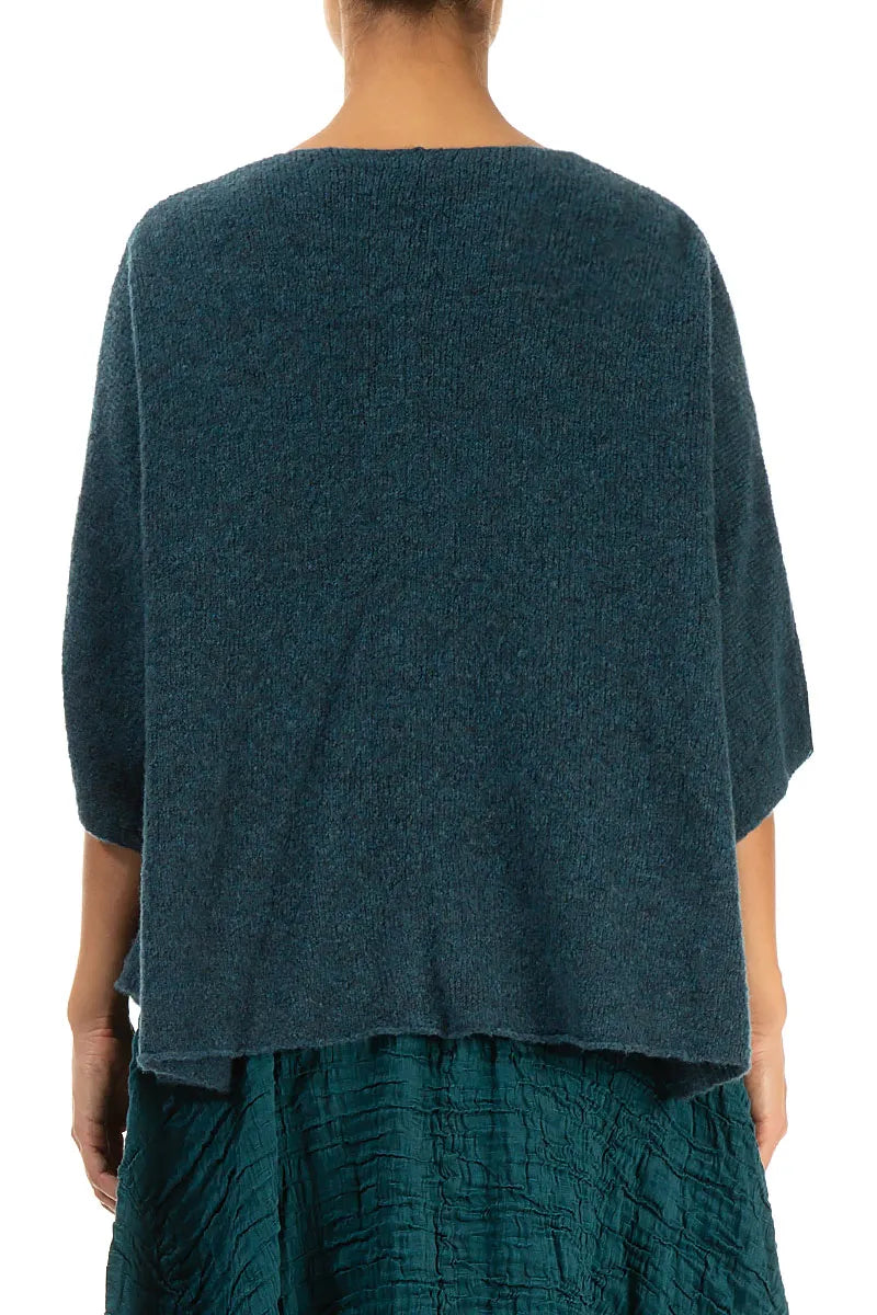 Pintuck Front Teal Wool Cardigan 2