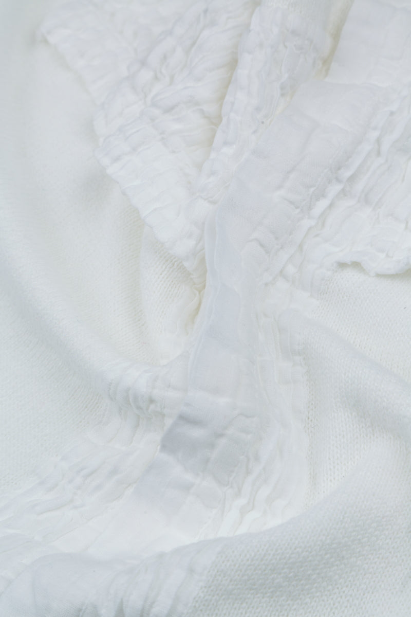Pintuck Front White Linen Cardigan 5