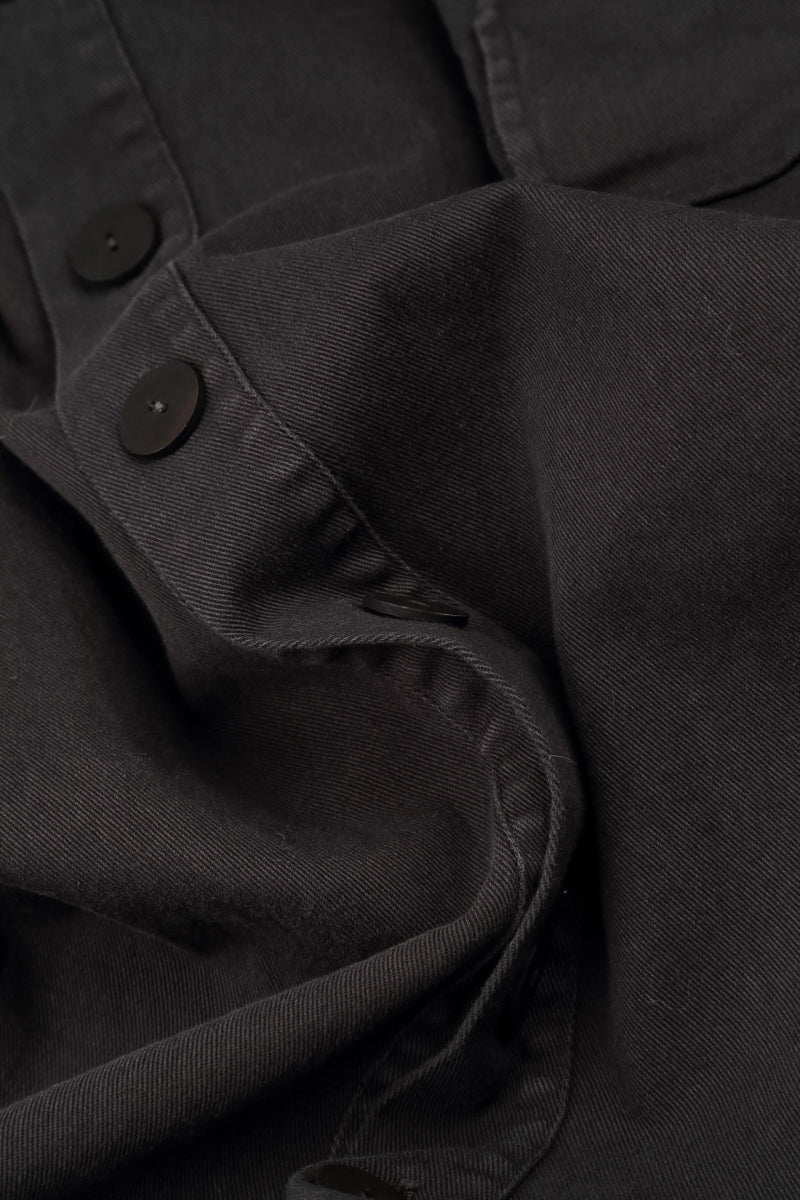 Pointed Hem Warm Charcoal Denim Cotton Jacket 5