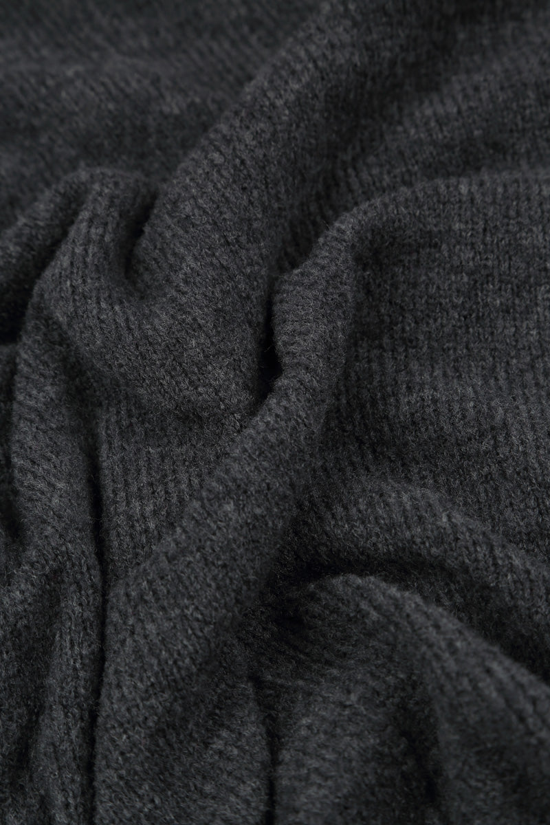 Pom-Pom Edge Dark Grey Wool Scarf 4