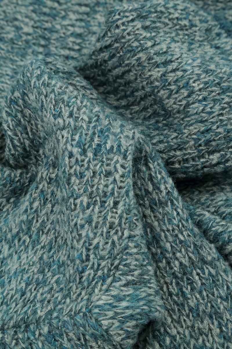 Longer Back Mélange Teal Wool Cardigan 5