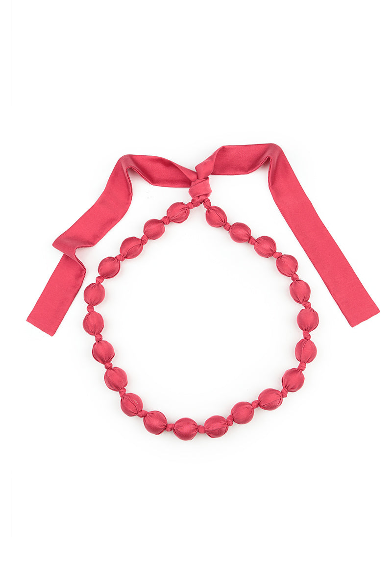 Raspberry Silk Bead Necklace 5