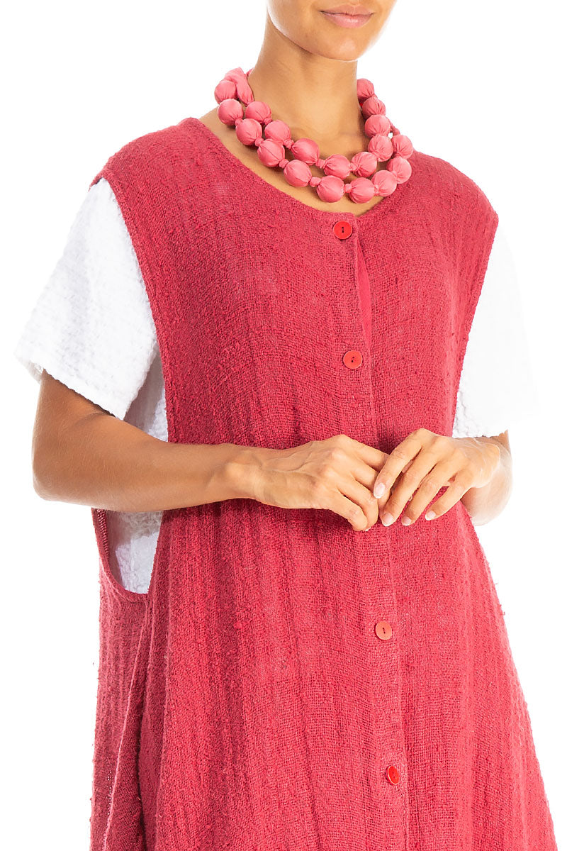 Raspberry Silk Bead Necklace 2