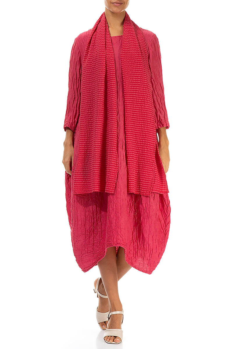 Raspberry Textured Silk Scarf 2