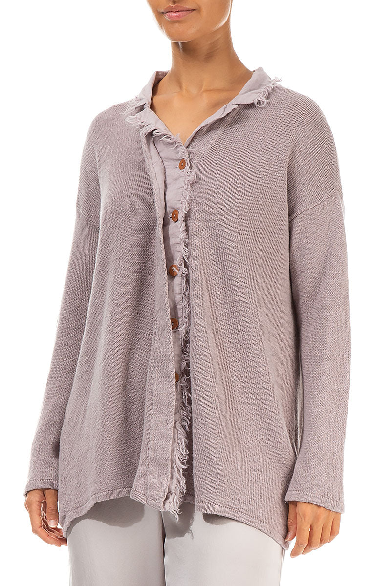 Raw Edge Greige Linen Cardigan 3