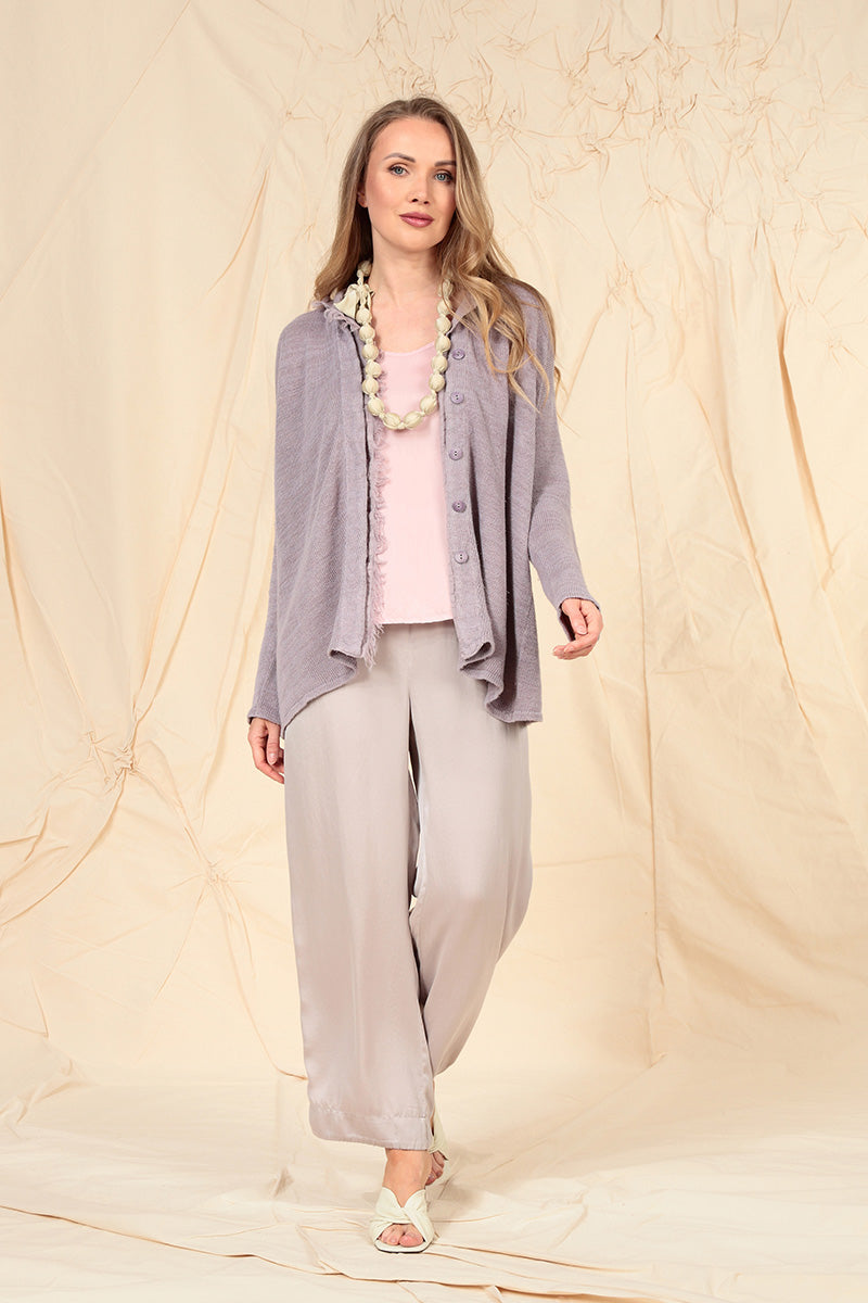 Raw Edge Greige Linen Cardigan 7