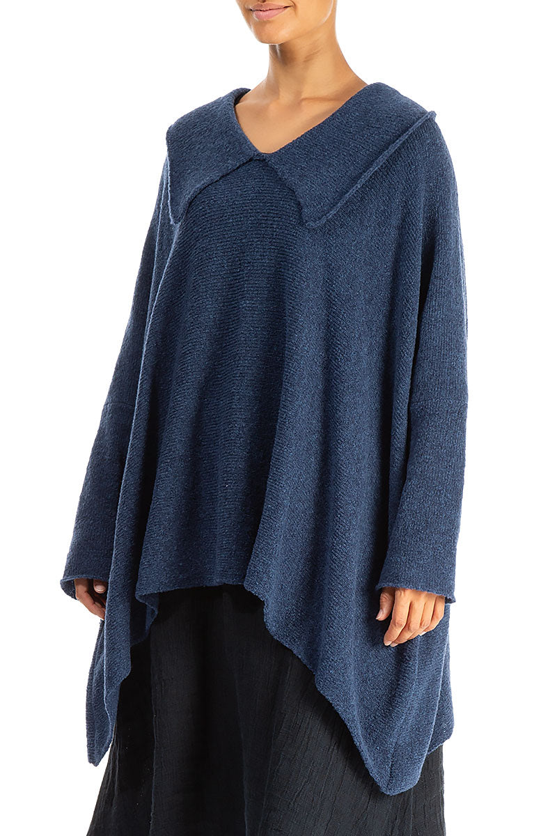 Pull en laine bleu à col décontracté