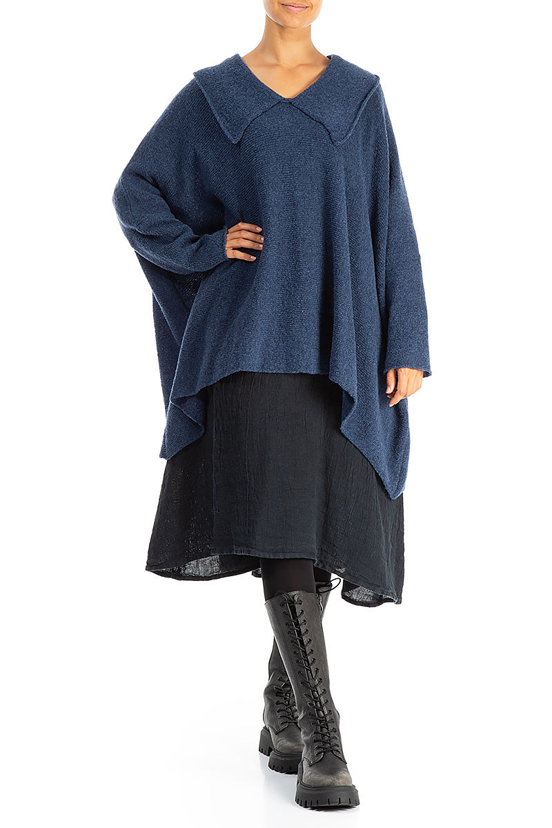 Pull en laine bleu à col décontracté