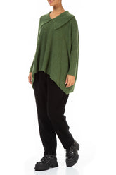 Relaxed Collar Dark Sage Wool Sweater 4