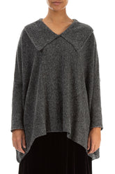 Relaxed Collar Grey Wool Sweater 1