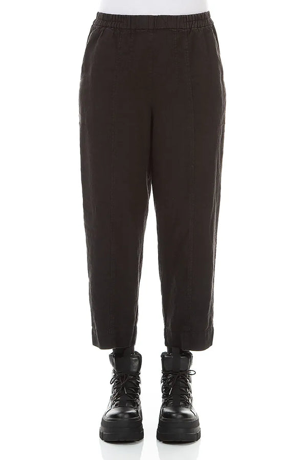 Relaxed Taper Black Linen Trousers 1