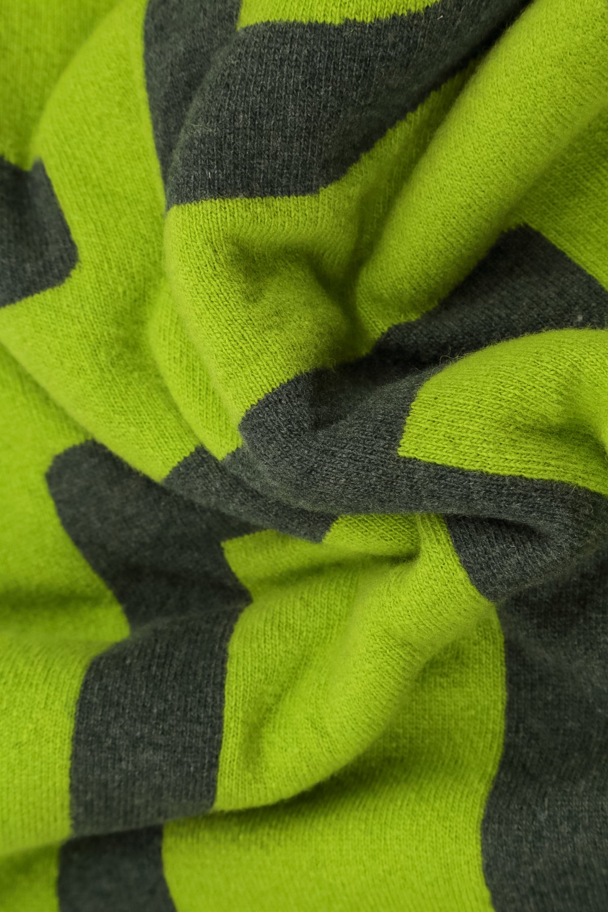 Reversible Lime Green & Charcoal Soft Wool Scarf 5