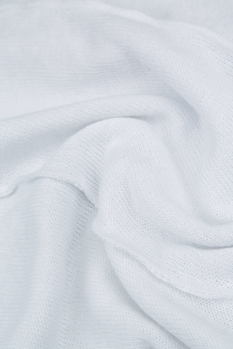 Ribbed Hem White Linen Cardigan 5