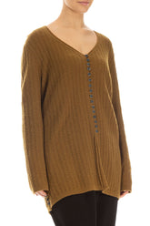 Ribbed Mustard Wool Cardigan 3