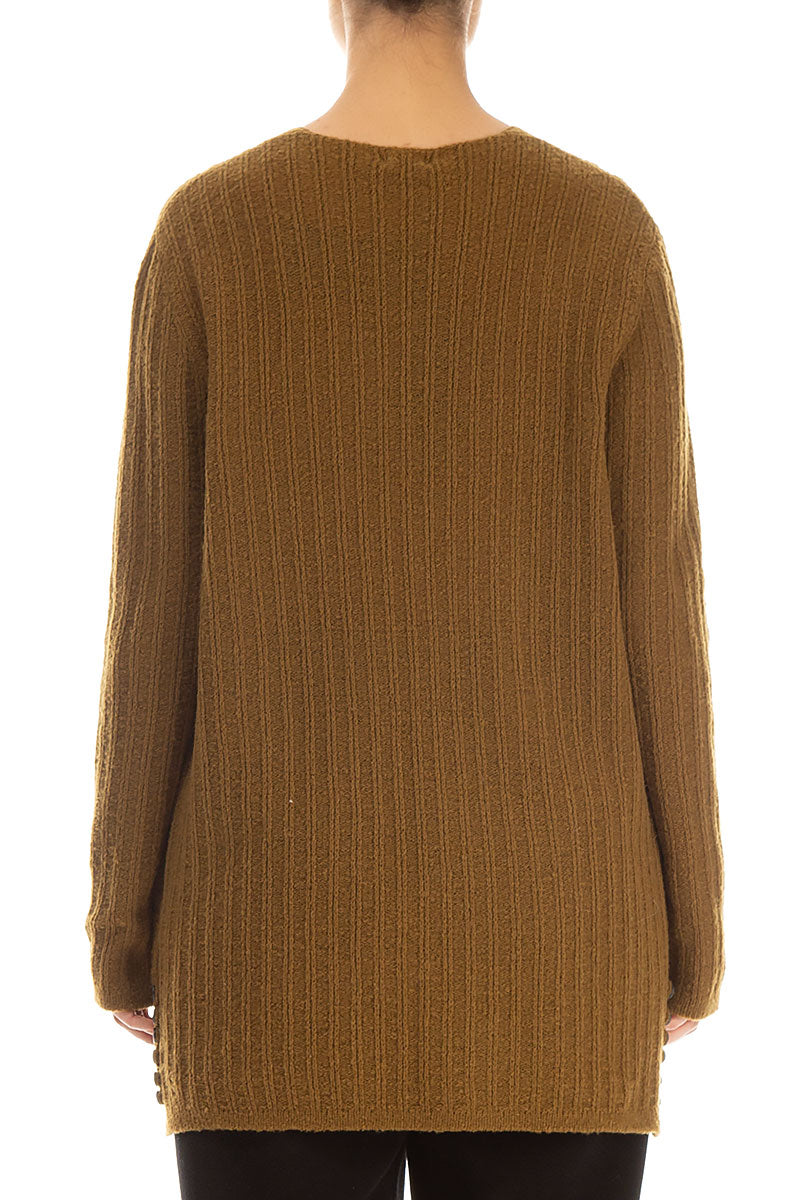 Ribbed Mustard Wool Cardigan 2