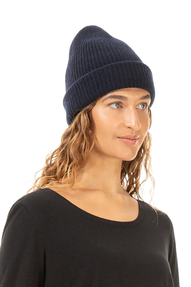 Navy Soft Wool Beanie Hat