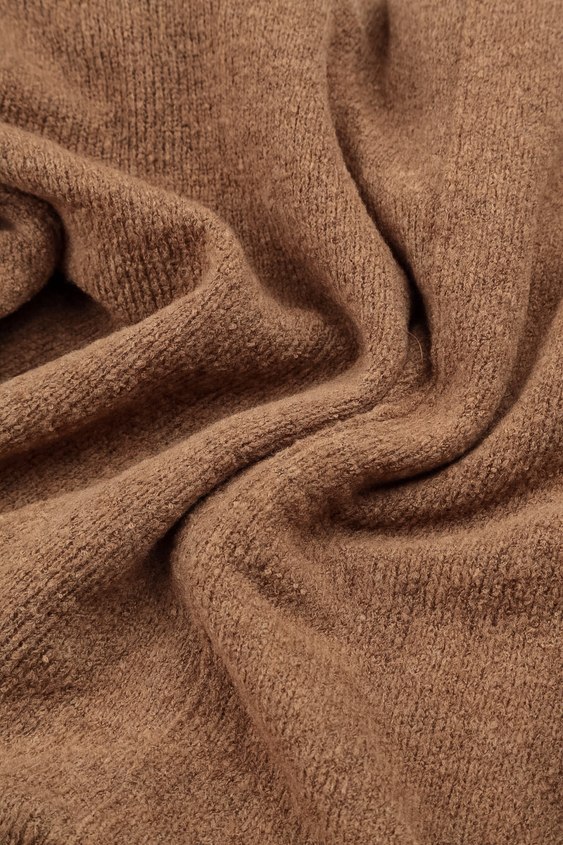 Ribbed Neck Caramel Wool Sweater 5