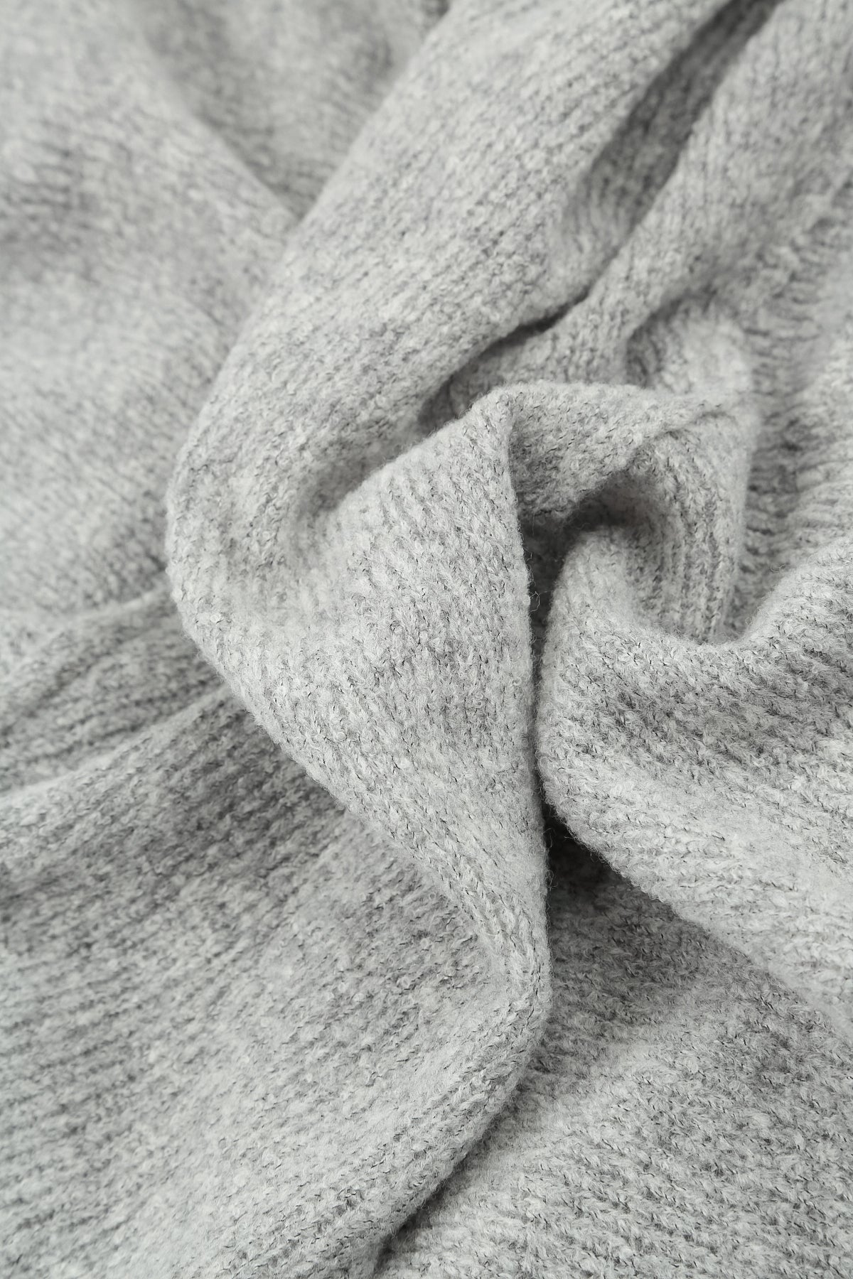 Ribbed Neck Light Grey Wool Sweater 5