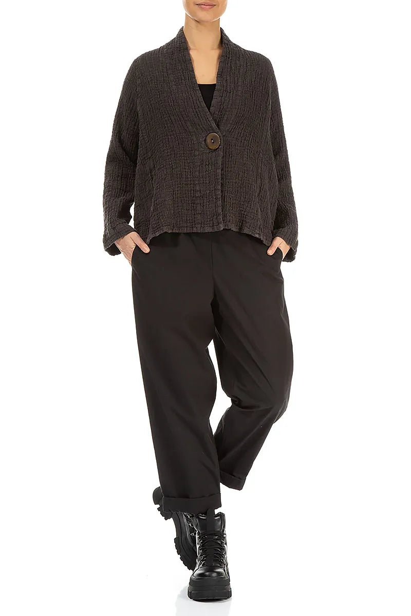 Roll Up Black Cotton Trousers 4