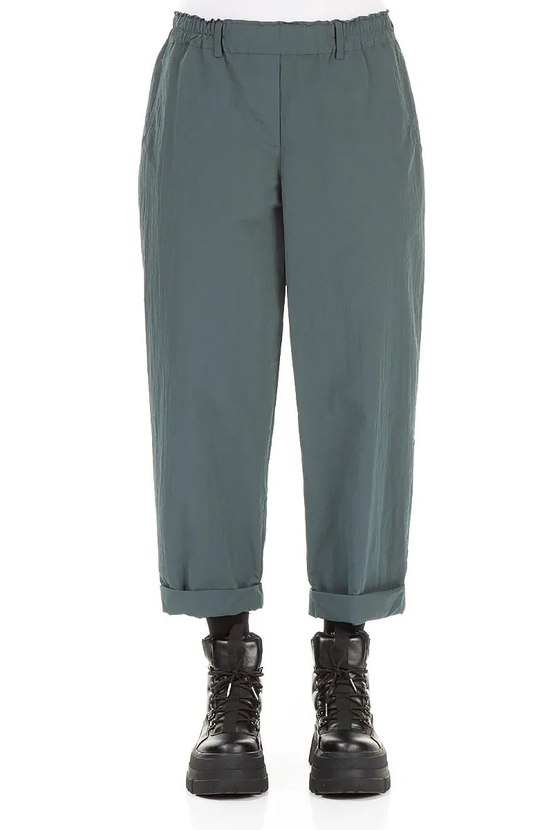 Roll Up Peacock Cotton Trousers 1