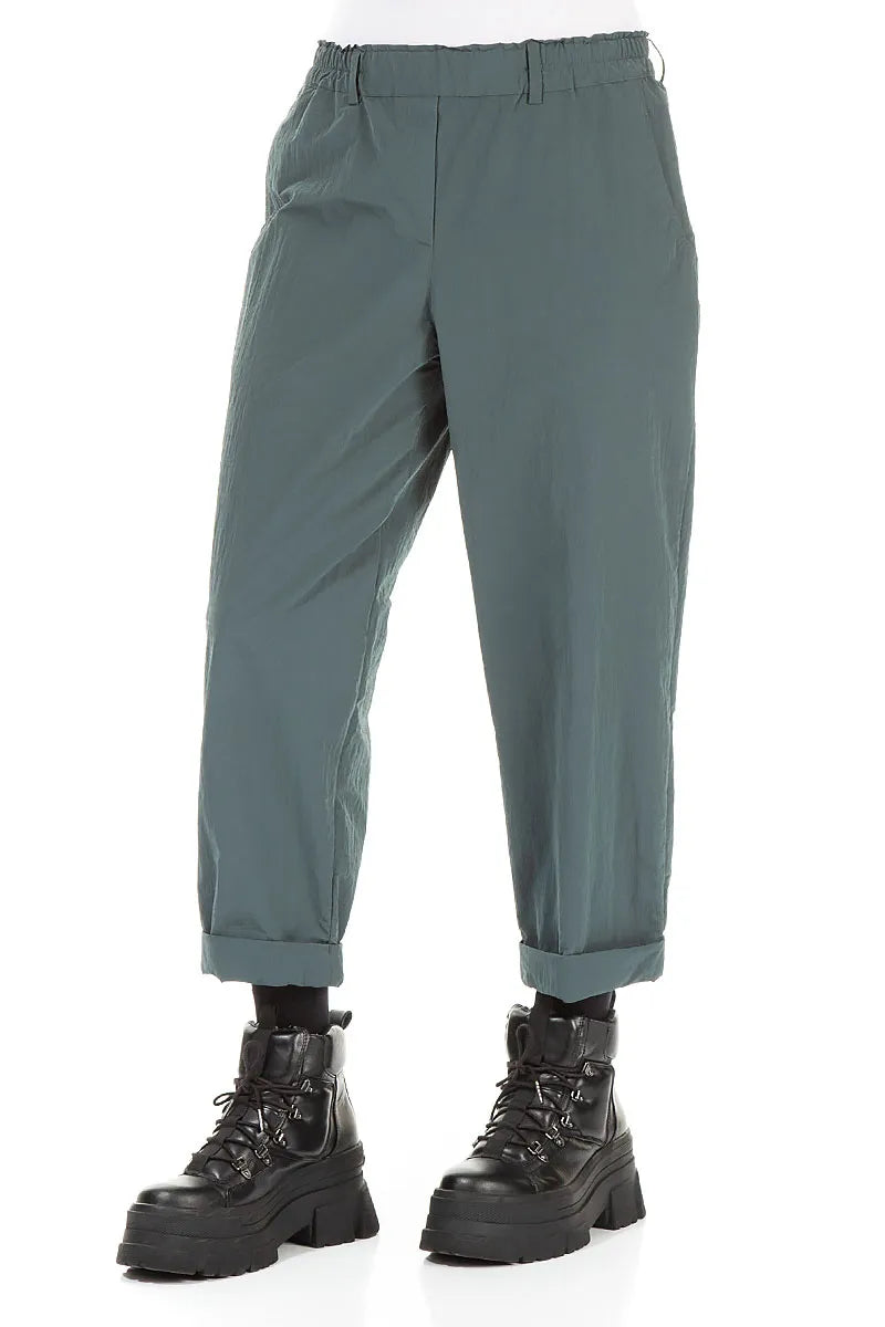 Roll Up Peacock Cotton Trousers 3