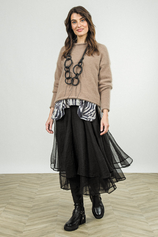 Rolled Neck Soft Taupe Angora Sweater 1