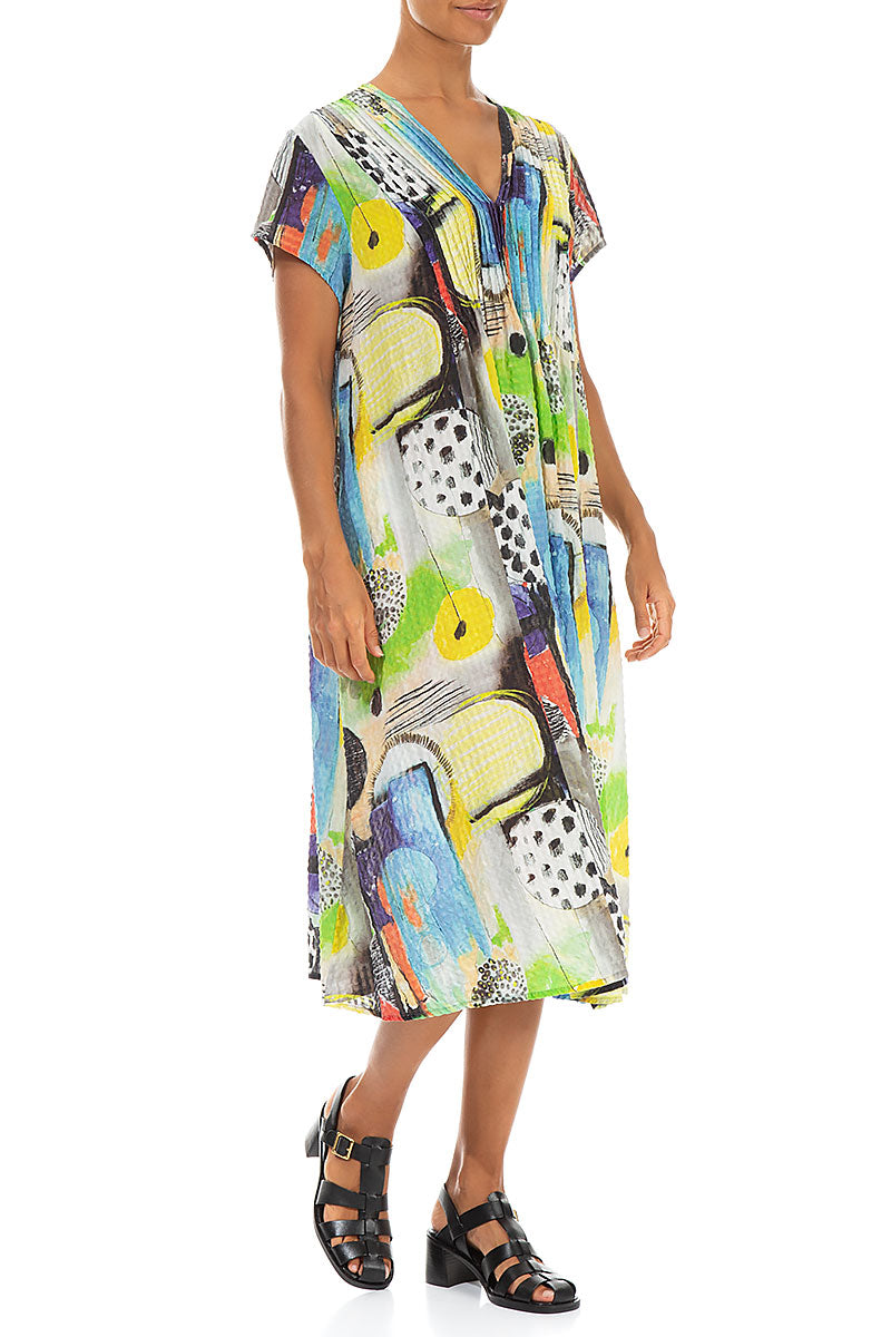 Romantic Artmaze Textured Silk Midi Dress 4