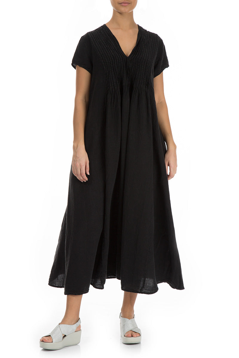 Romantic Black Linen Dress 3