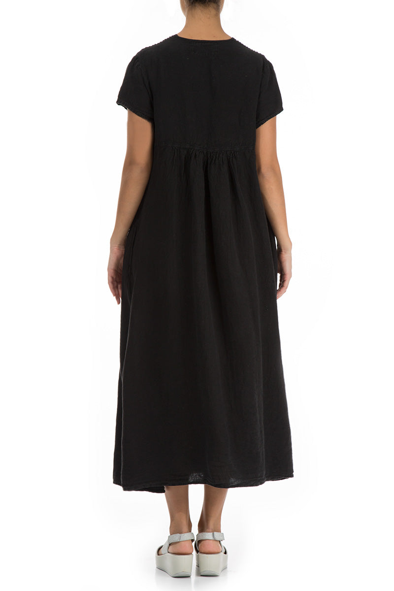 Romantic Black Linen Dress 2