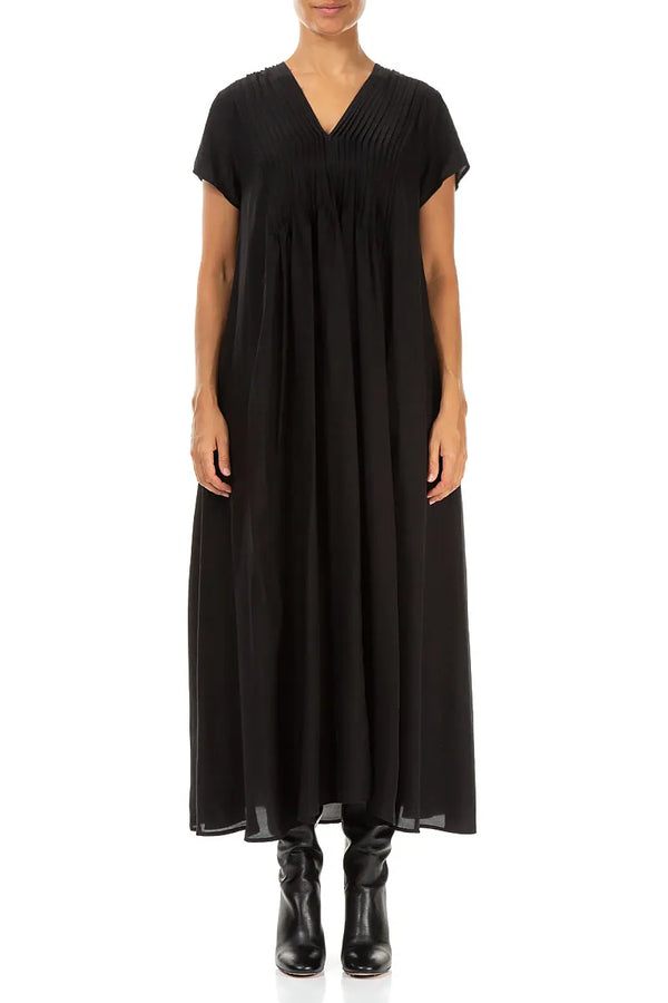 Romantic Black Silk Bamboo Dress 1