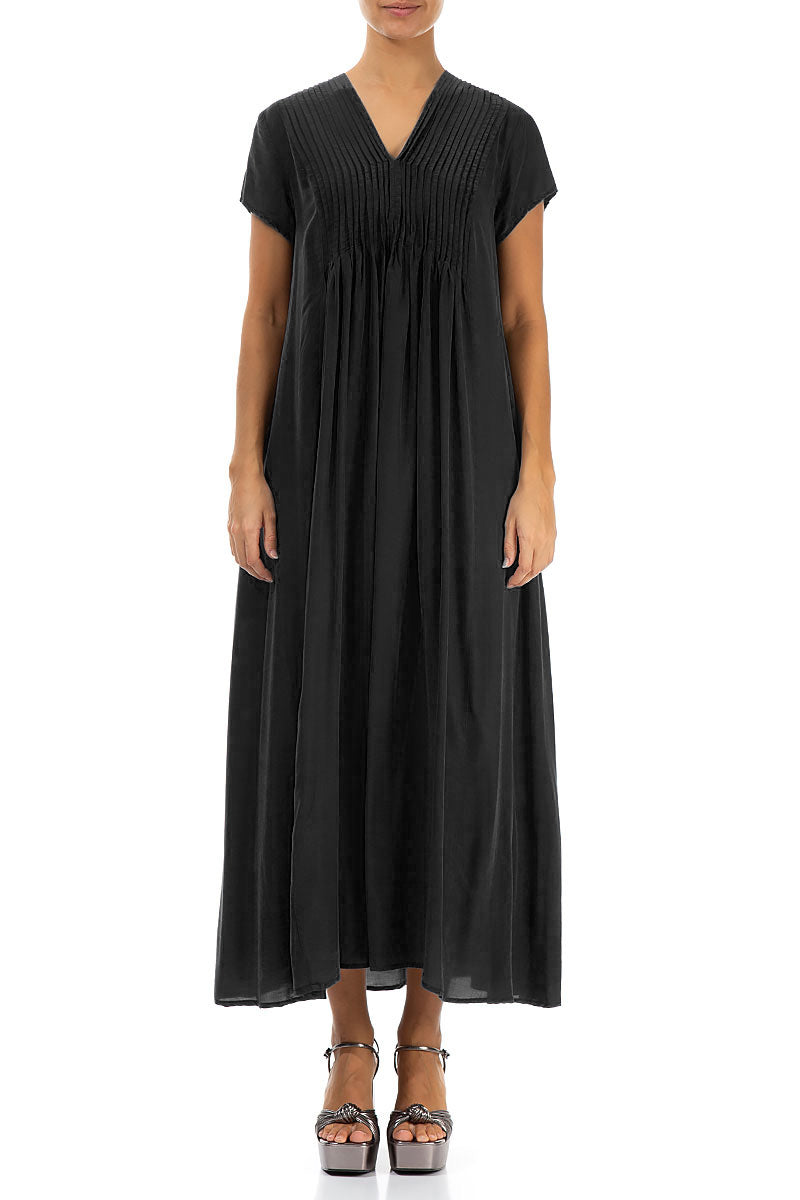 Romantic Black Silk Bamboo Dress 1