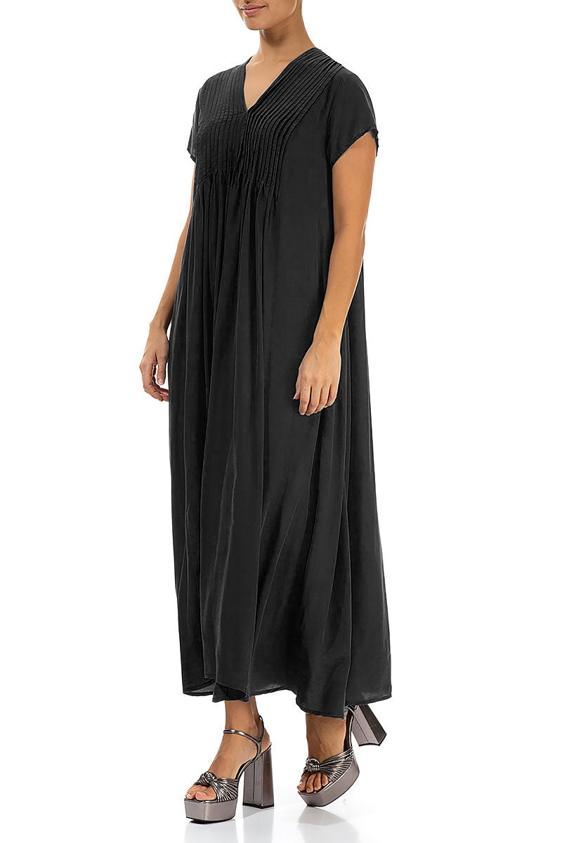 Romantic Black Silk Bamboo Dress 3