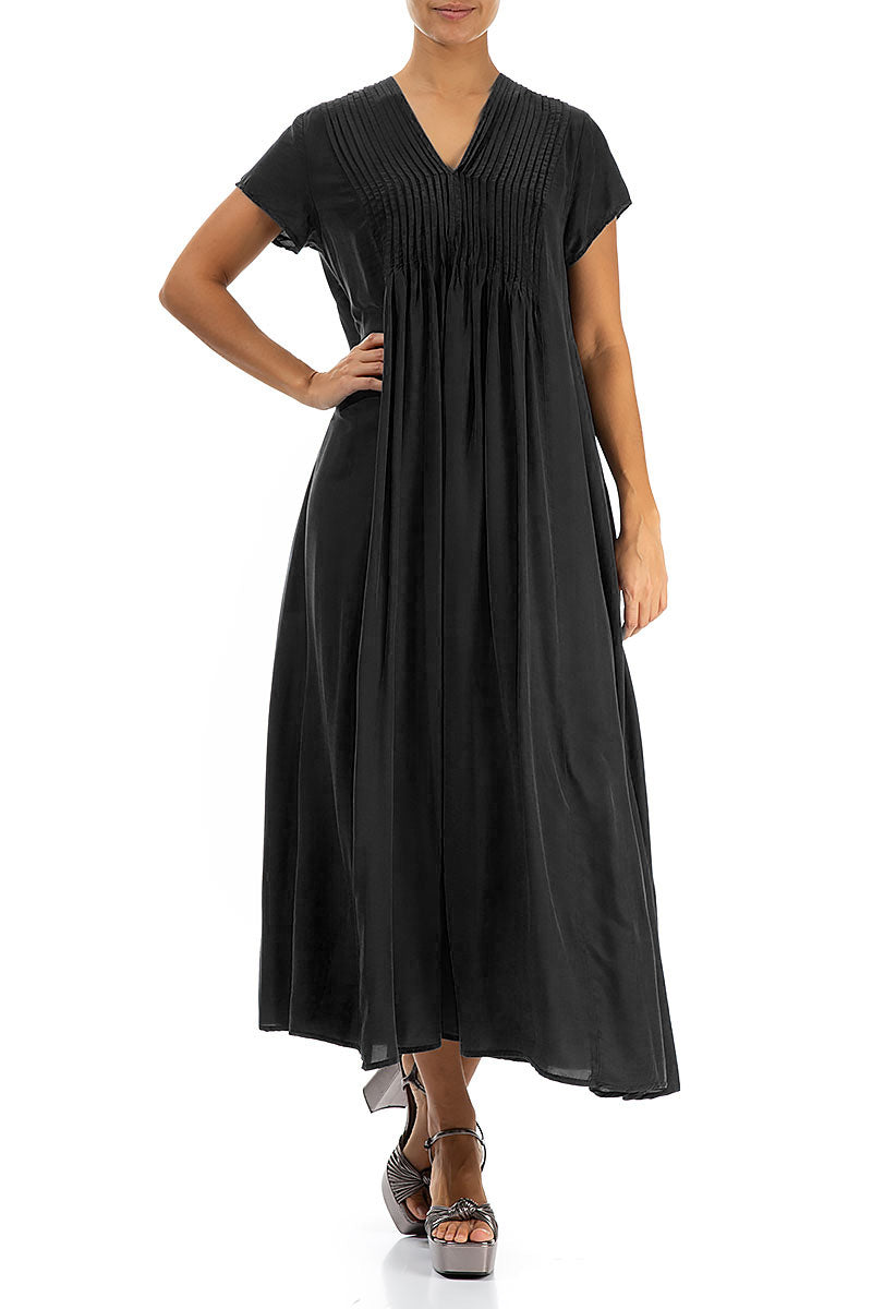 Romantic Black Silk Bamboo Dress 4