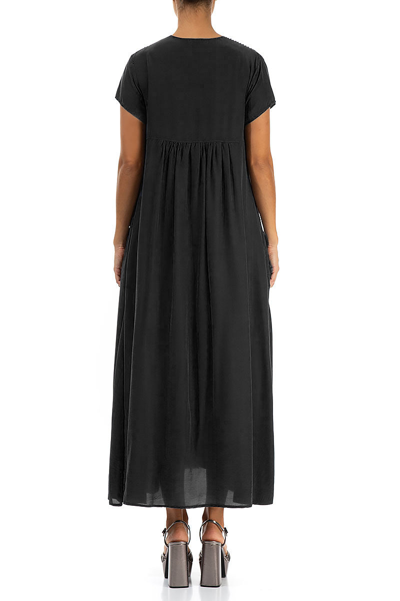 Romantic Black Silk Bamboo Dress 2