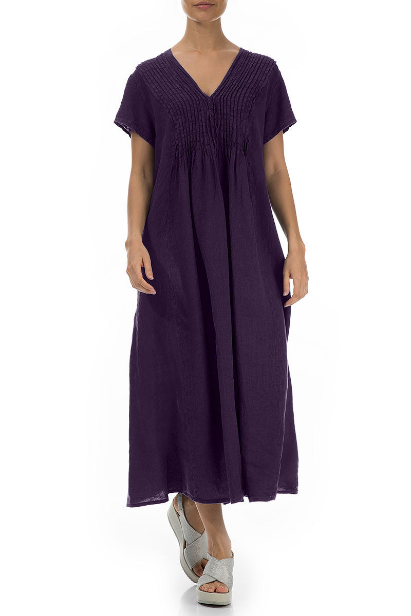 Romantic Royal Purple Linen Dress 3