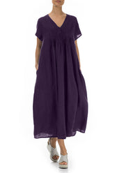 Romantic Royal Purple Linen Dress 4