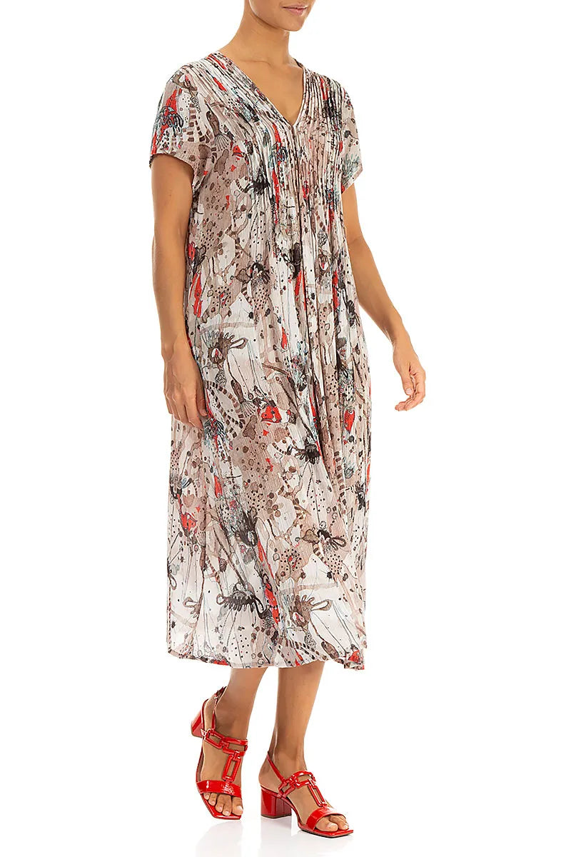 Romantic Savannah Silk Viscose Midi Dress 3