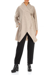 Rose Collar Beige Wool Jacket 4