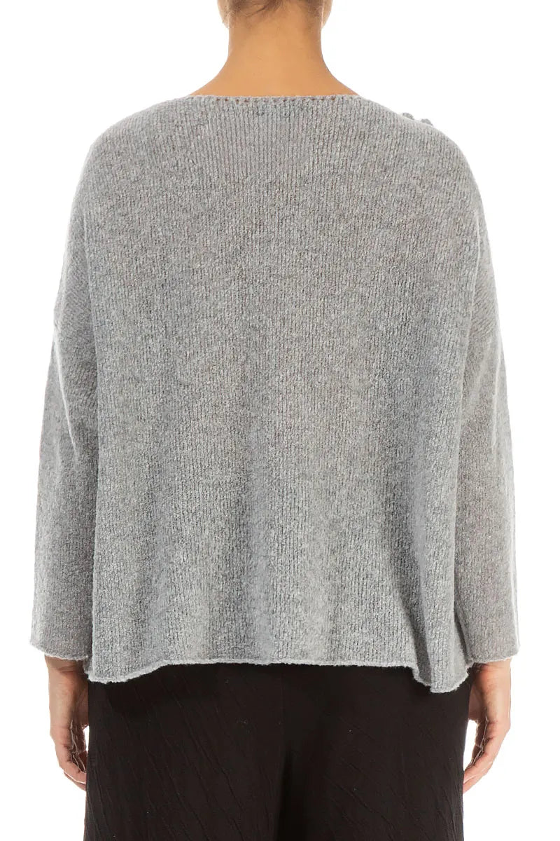 Rosette Light Grey Wool Sweater 2