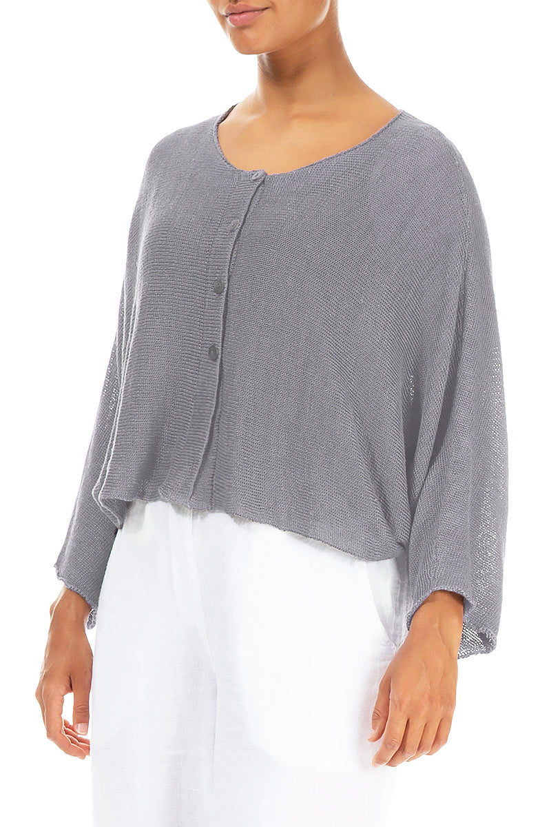 Rounded Grey Linen Cardigan