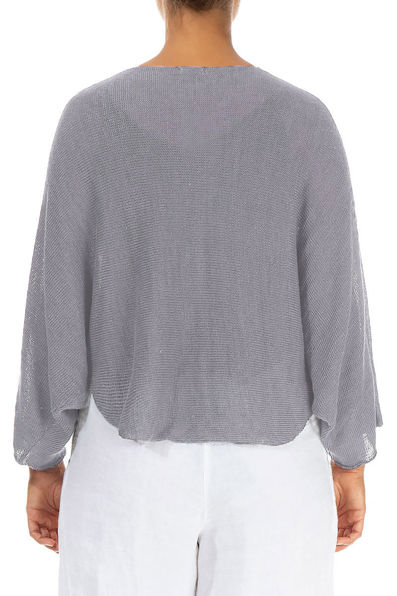 Rounded Grey Linen Cardigan