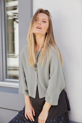 Rounded Pistachio Wool Cardigan 6