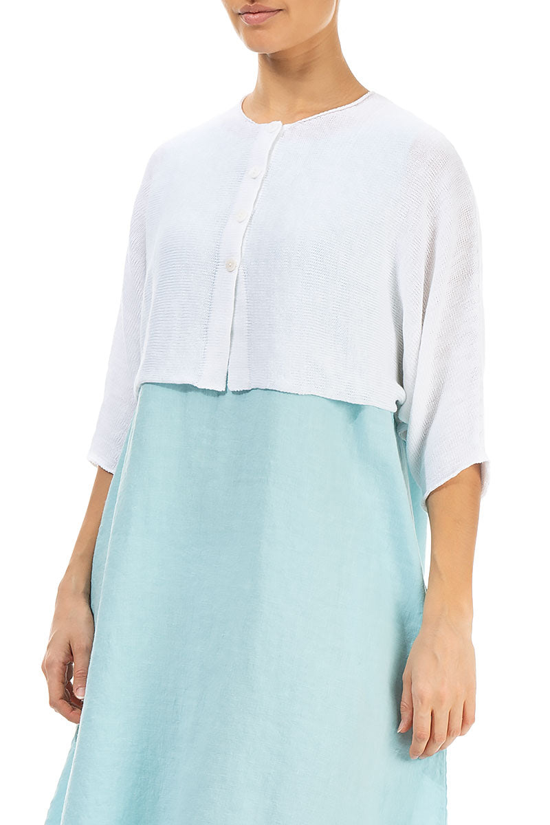 Rounded White Linen Cardigan 3