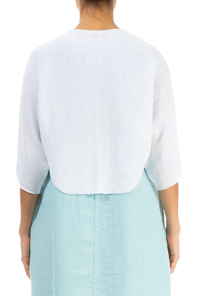 Rounded White Linen Cardigan 2
